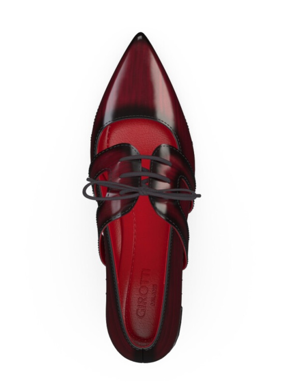 New Girotti Burgundy Black Pointed Toe Lace Up Pumps Oxford Heels EU 37 - Picture 2 of 13